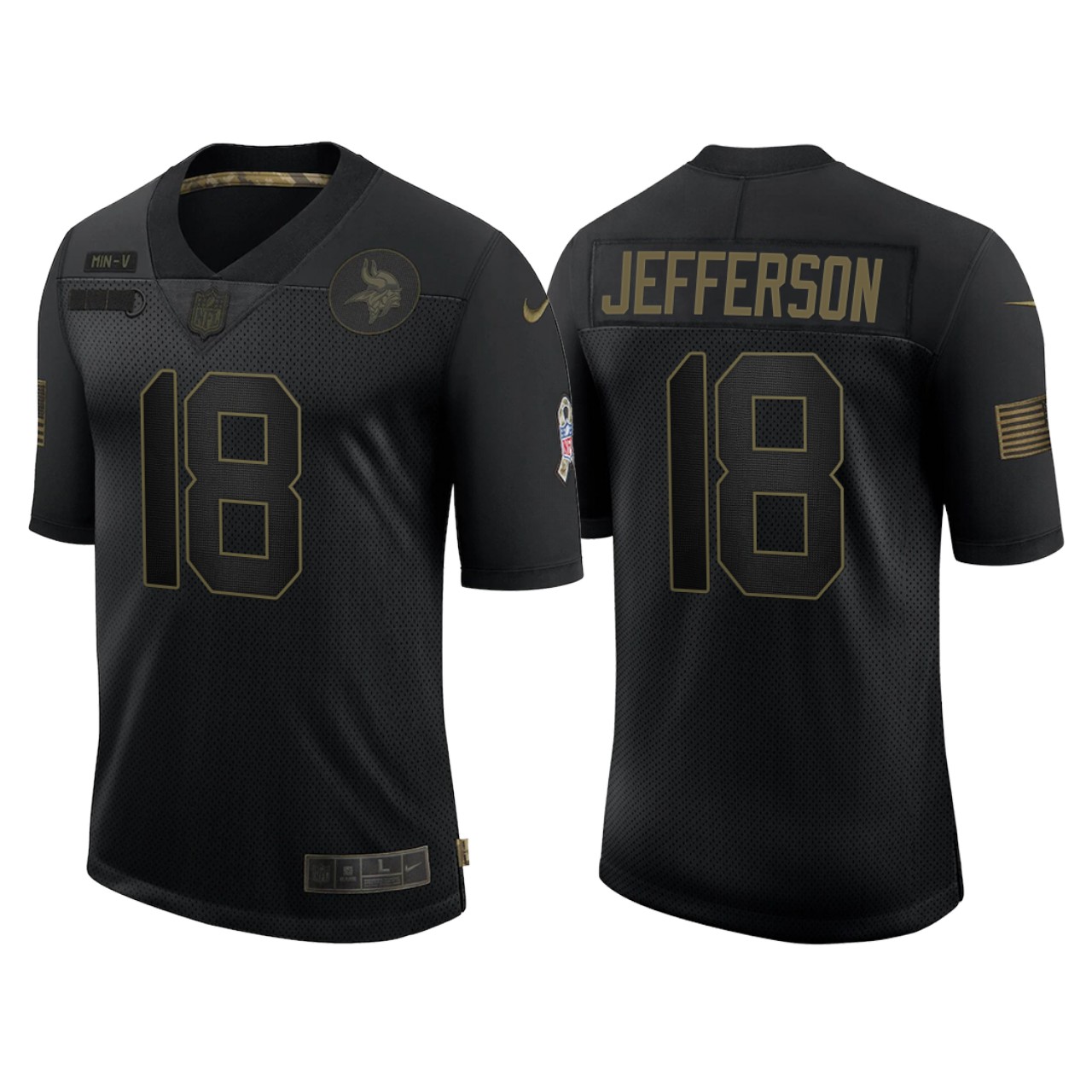 Men's Minnesota Vikings #18 Justin Jefferson 2020 Black Salute To Search Limited Jersey